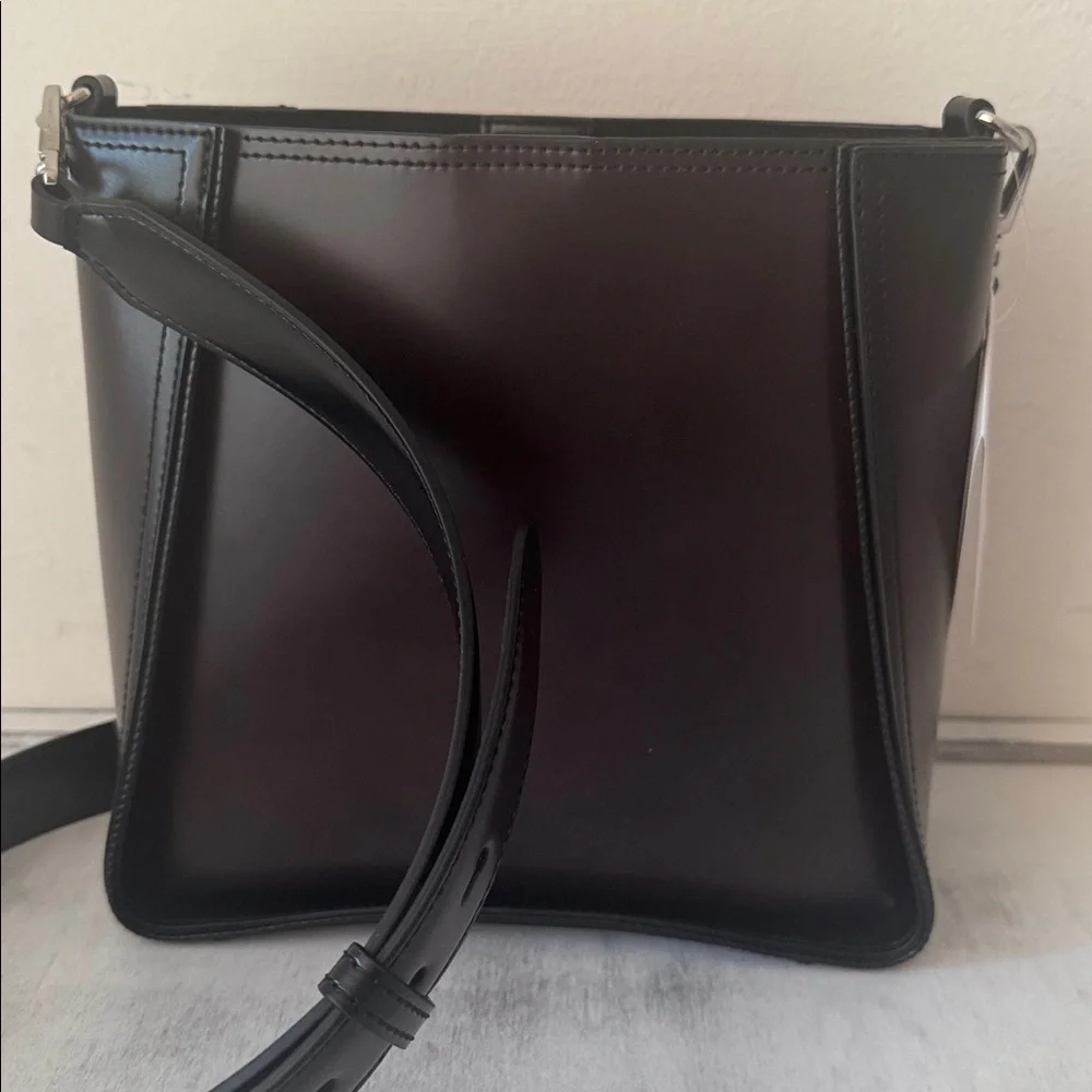 Stella McCartney Logo Faux Leather Crossbody Bag Black -Brown
